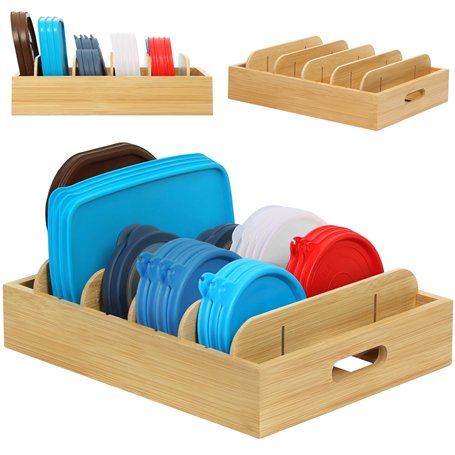 Winter Shore Range Couvercle en Bambou - Organisateur Tiroir Cuisine - Rangement Couvercle Casserole