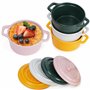 Winter Shore Mini Cocotte Individuelle de 270 ml en Porcelaine avec Couvercles & Poignées [Lot de 4] - Ramequin Four Empilable -