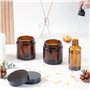 Winter Shore Pot Verre Ambré 120ml avec Couvercles Noirs (Lot de 8) - Pot A Bougie Vide - Petit Pot Vide Cosmétiques, Lotions, M
