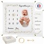 Babyfun Couverture Etape Bebe Imprimée Double Face – Tapis Mois Bebe en Français - Tapis Photo Bebe Mois - Cadeau Naissance Fill