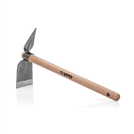VITO - Houe de jardin double Serfouette Outil de jardin Manche bois Inox et Fer forgé à la main haute qualité
