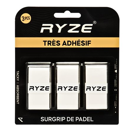 RYZE Surgrip de Padel Blanc - Confort & Adhérence Supérieurs - Grip de Padel Anti-Vibration - Poignée Antidérapante - Ultra Abso
