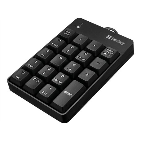Sandberg USB Wired Numeric Keypad | Pavé numérique Portable | 19 Touches | Clavier Filaire USB | Plug & Play | Clavier numérique