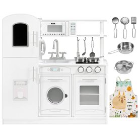 Mamabrum Grande Cuisine en Bois Enfant - Cuisine Jouet avec Four, Réfrigérateur, Lave-Linge, Tablier Chef, Accessoires - 81 x  Mamabrum Grande Cuisine en Bois Enfant - Cuisine Jouet avec Four