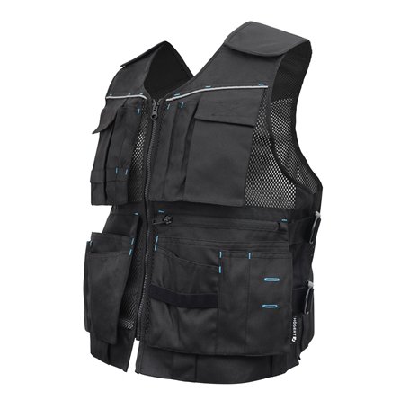 Högert Technik Gilet à outils noir uni | Tissu 100% polyester Oxford 600D | Gilet de travail | Gilet de travail pour homme avec