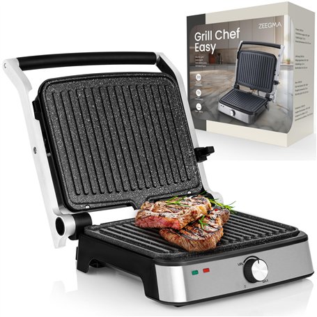 Zeegma Grill Chef Easy – Grill Électrique 2 en 1 et Presse-Panini
