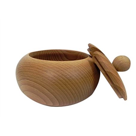 Wooden World - Grand Sucrier en bois avec couvercle Ø 14 cm + petite cuillère en bois