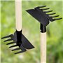KOTARBAU® Râteau avec Houe Double Binette à 3 Dents avec Manche en Bois 33 cm Outil de Jardinage