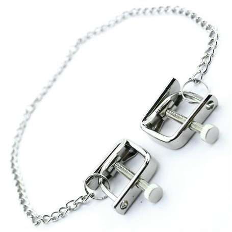 Pince Teton Sexuelle en Métal avec Force de Serrage Réglablesexe Jouet Intime jouets de mamelon Pinces avec chaîne Pince Teton J