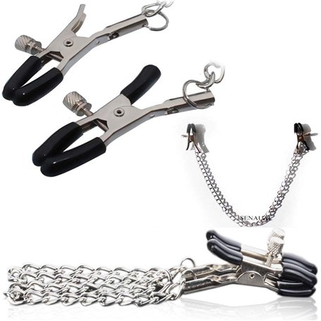 Pince Teton Sexuelle en Métal avec Force de Serrage Réglablesexe Jouet Intime jouets de mamelon Pinces avec chaîne Pince Teton J