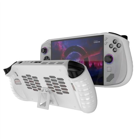 GIOPUEY Coque Compatible avec Lenovo Legion Go S - avec Support - Pare Chocs TPU Souple - Antidérapant - Facile à Saisir - White