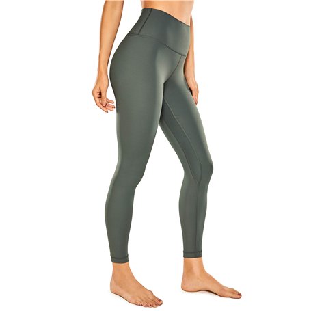 CRZ YOGA Femme Legging de Sport Elastique Pantalons Taille Haute pour Gym avec Poche-63cm Sauge Grise 44