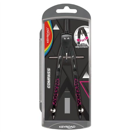 KEYROAD Compas en métal - 1 pièce - Multicolore - Idéal pour l'école - Réglage rapide
