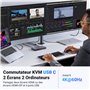 UGREEN KVM Switch HDMI2.0 Commutateur KVM DP 4K 60Hz 2 Entrées 2 Sories avec 3 Ports USB A USB C 3.0 5Gbps PD 100W pour MacBook 