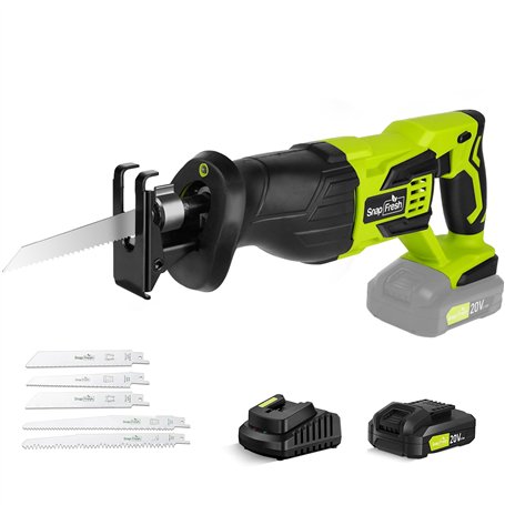 SnapFresh Scie Sabre Sans Fil –Scie Recipro Alternative 20V Scie Egoîne Boucher électrique pour coupe du bois