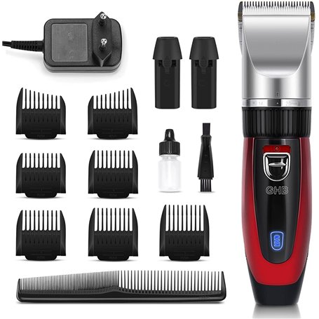 GHB Tondeuse Cheveux Hommes Tondeuses à Cheveux Professionnel Sans Fil Rechargeable avec 7 Peignes et 2 Batteries au Lithium pou