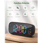 Reveil a Piles LED en Couleur avec Fonction de Snooze