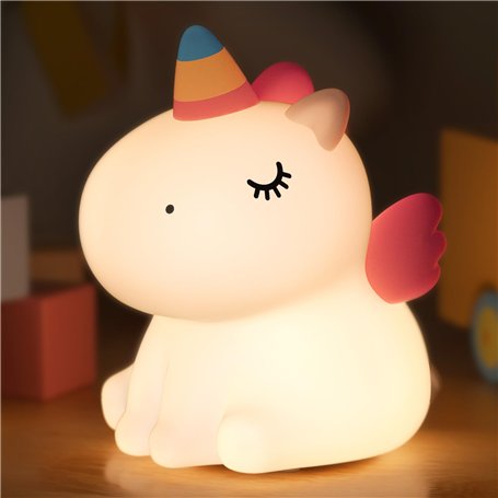YISSVIC Veilleuse Bébé Enfant Rechargeable 7 Couleurs LED 3 Niveau Luminosité Veilleuse Licorne Filles Tactile Silicone Cadeau N