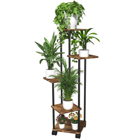 GBLAVM Étagère Plantes en Bois à 5 Niveaux