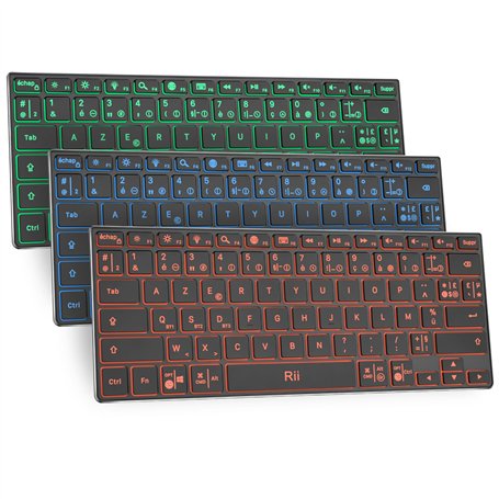Rii X9 Clavier Bluetooth | sans Fil RGB | Rechargeable | Étui Aluminium | Compatible iPad 10th