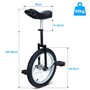 tonchean Monocycle 16" Unicycle Balance Training réglable en hauteur pour enfants, débutants et professionnels, unisexe