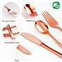 Nkaiso 120 Pièces Rose Or Réutilisables Couverts, 40 Fourchettes, Cuillères & Couteaux, Réutilisables Vaisselle Parfaits pour le