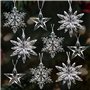 9Pcs Décoration Noël à Suspendre en Acrylique Flocon de Neige et Etoile Effet Cristal Suspension pour Sapin Fenêtre Chambre Inté