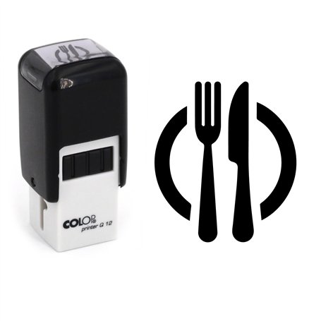 Tampon repas assiette | 11mm | Restaurant menu | Cachet encreur carte de fidélité | Plat couverts | Loyalty stamp traditional re