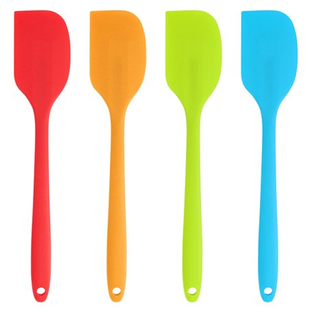 Joeji's Kicthen Spatule en Silicone Lot de 4 Ustensiles de Pâtisserie Colorés Orange Bleu Vert Rouge Antidérapant Anti-Rayures S