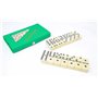 Boîte de voyage professionnelle avec 28 dominos 5 x 2,7 x 0,9 cm (vert)