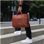 SID & VAIN Sac bandoulière Ordinateur 15 Pouces Cedar Cuir véritable |Sacoche Porte-Document en bandoulière Marron |Sac Messager