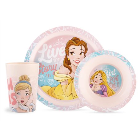 Lulabi DISNEY PRINCESSES - Service de vaisselle pour les enfants - Mélamine incassable - 3 pièces
