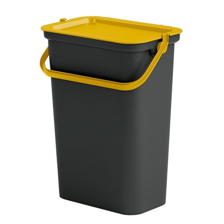 Tontarelli - Poubelle MODA 10L avec poignée (seau noir-couvercle ambre)