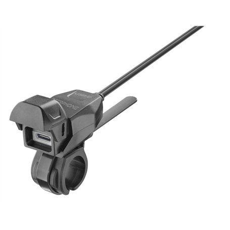 INTERPHONE - Kit d'alimentation de Guidon Tubulaire Moto Prise USB Type C avec Coupure de Courant - Capuchon de Protection - Sor