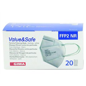 GIMA Masque filtrant Gima FFP2 Value & Safe, 5 couches, blanc, ergonomique, pliable, anti-poussière, élastiques flexibles et ext GIMA Masque filtrant Gima FFP2 Value & Safe
