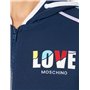 Love Moschino Veste à Capuche zippée, Bleu, 42 Femme