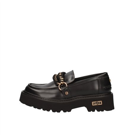 Cult Mocassin noir en cuir avec semelle en forme de charmé pour femme