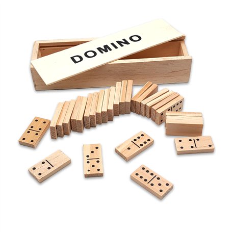 Petit ensemble Domino en bois de voyage - 28 pièces avec boîte élégante - Jeu de table classique pour adultes et enfants - Fun p