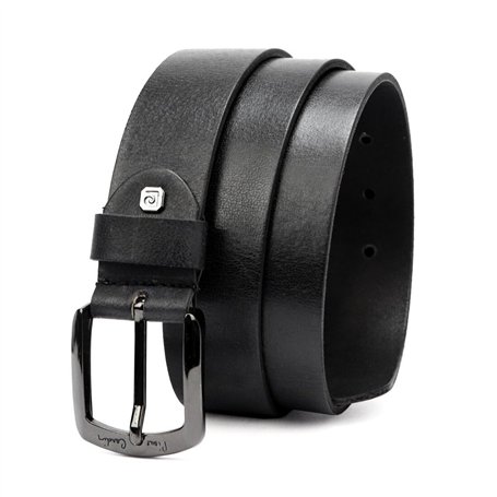 Pierre Cardin 507 KAM01 Ceinture élégante en cuir pour homme Boucle classique Noir Longueur de la sangle 125 cm