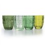 Villa d’Este Home Tivoli 5911614 Lot de 4 verres à eau 265 ml en verre transparent Motif guilloché, Syrah Greenery