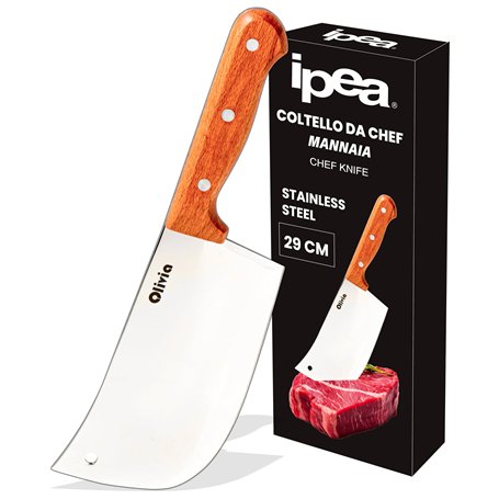 IPEA Couperet de Cuisine - Couteau de Chef Professionnel - 29 cm - Lame en Acier Tranchante pour Couper la Viande et les Aliment