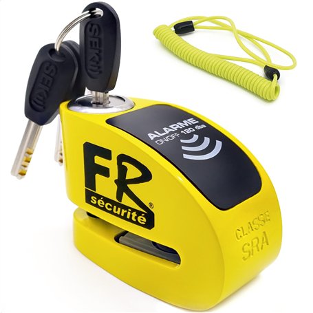 FR Sécurité FR410Y Antivol Moto Homologué SRA Bloque Disque Alarme 120dB Activation Optionnelle