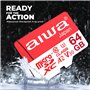 AIWA Carte mémoire MSDV30 64 Go MICROSDXC Classe 10 U3 UHS avec Adaptateur U3, A2, SDXC, IP57, 90 Mbps