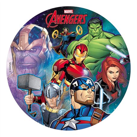 Dekora- Disque Comestible de Marvel Avengers pour la Décoration du Gâteau d'anniversaire-20 cm
