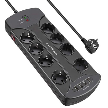 Multiprise Parasurtenseur Parafoudre avec 8 Prises et 4 Ports USB