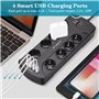 Multiprise Parasurtenseur Parafoudre avec 8 Prises et 4 Ports USB, AUOPLUS Bloc Multiprise Electrique avec Terre, Interrupteur,