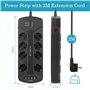 Multiprise Parasurtenseur Parafoudre avec 8 Prises et 4 Ports USB, AUOPLUS Bloc Multiprise Electrique avec Terre, Interrupteur,