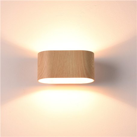 Alpinaluz Applique murale intérieure - Lumière haut et bas - Design incurvé en acier laqué couleur bois marron - Douille LED G9