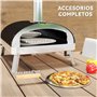 Outsunny Mini four à pizza extérieur portable avec pierre réfractaire Ø33 cm Pelle, manches en bois, thermomètre et plateau rota