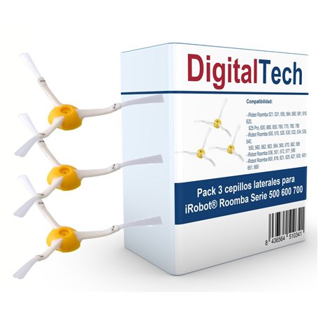 DigitalTech - Lot de trois brosses latérales de remplacement compatibles pour Roomba 500 600 700 Series. Produit compatible non
